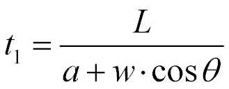 Wzór: t1 = L / (a + w·cosθ)